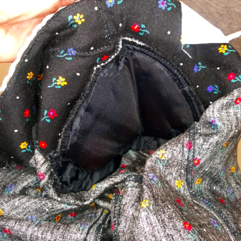 Rare Vintage Gunne Sax Cottageore Style Lace Collared Black Floral Midi Dress - Picture 12 of 14